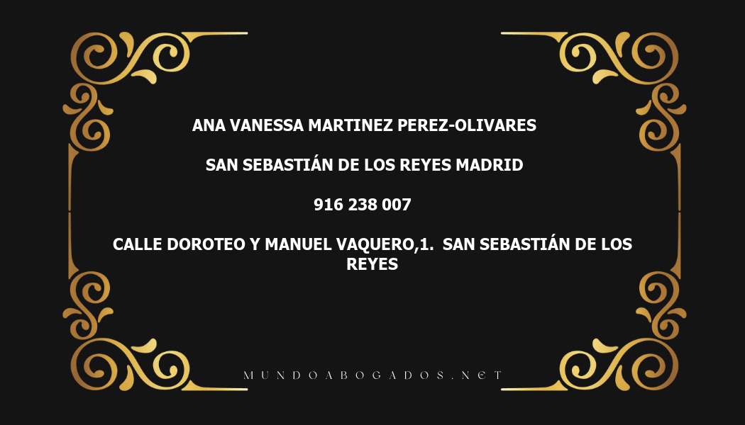 abogado Ana Vanessa Martinez Perez-Olivares en la localidad de San Sebastián de los Reyes