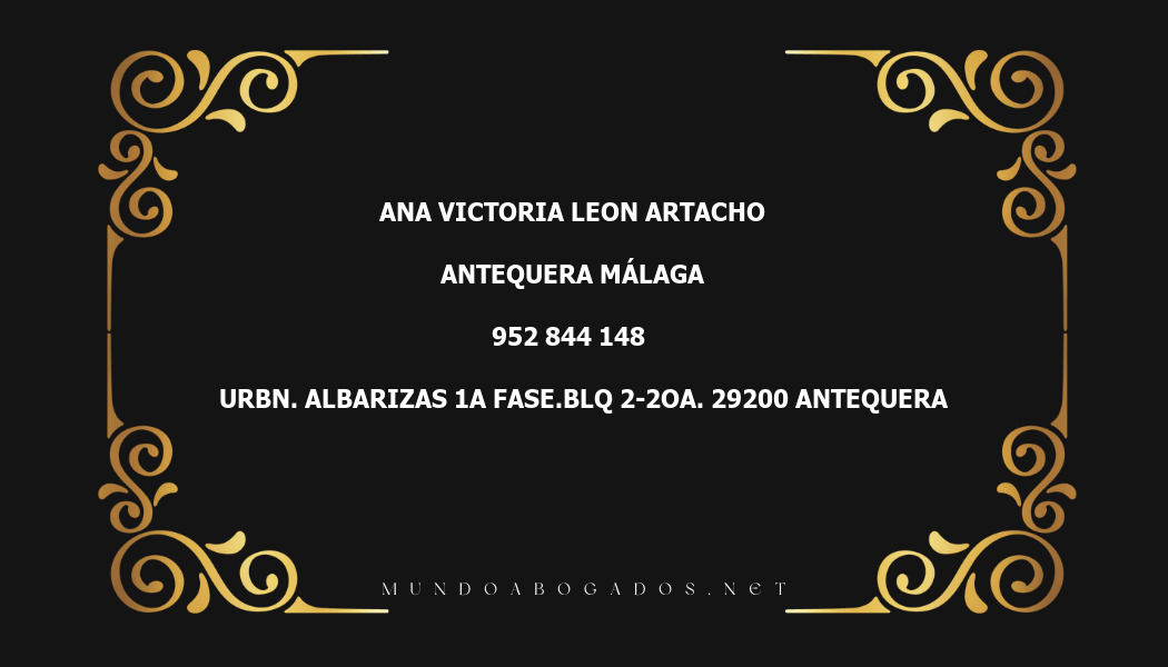 abogado Ana Victoria Leon Artacho en la localidad de Antequera