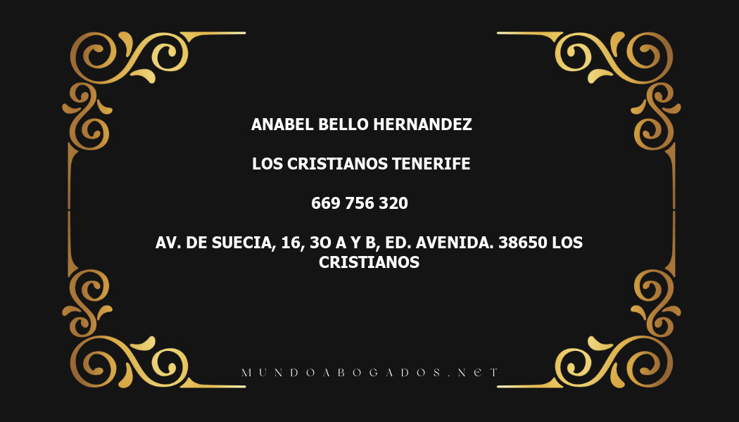 abogado Anabel Bello Hernandez en la localidad de Los Cristianos