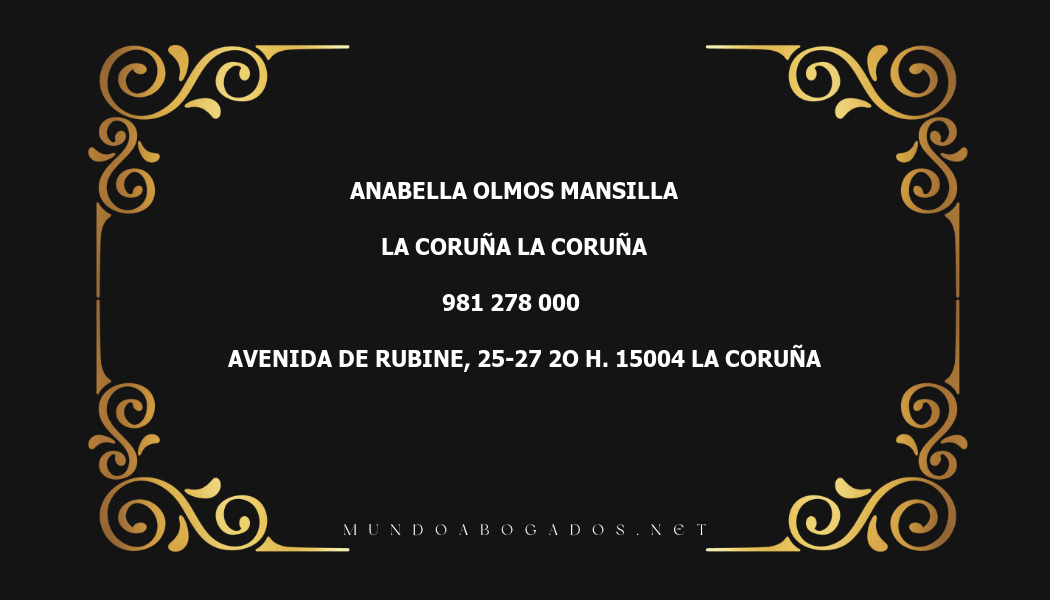 abogado Anabella Olmos Mansilla en la localidad de La Coruña