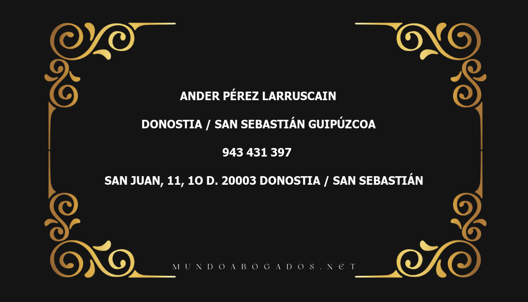 abogado Ander Pérez Larruscain en la localidad de Donostia / San Sebastián