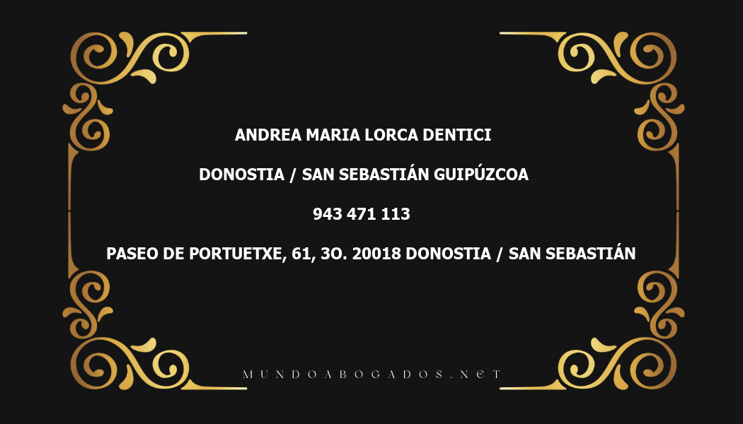 abogado Andrea Maria Lorca Dentici en la localidad de Donostia / San Sebastián