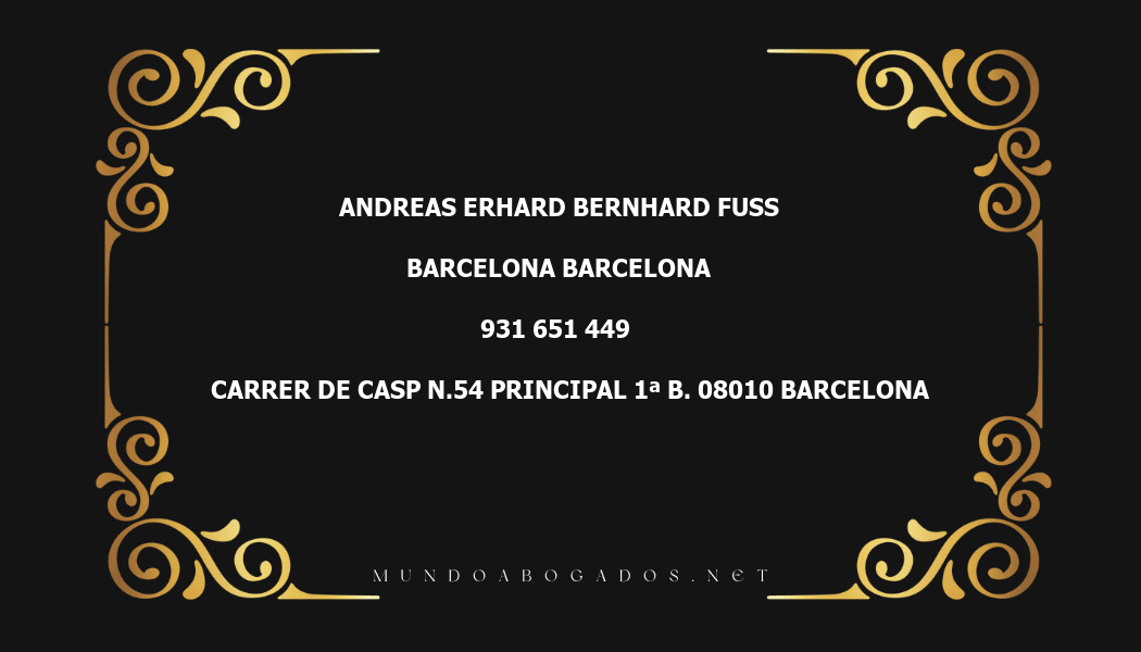 abogado Andreas Erhard Bernhard Fuss en la localidad de Barcelona