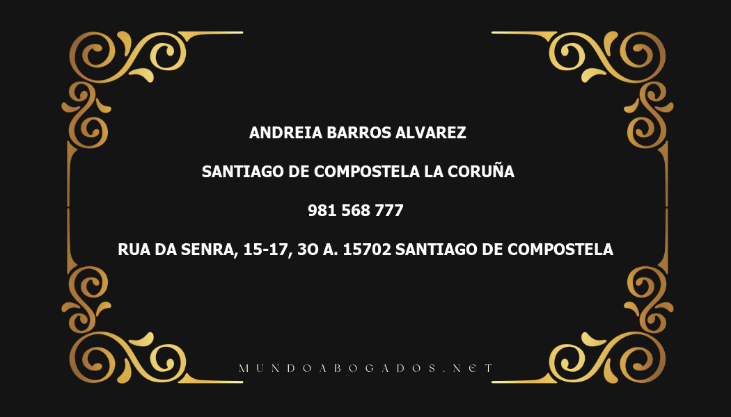 abogado Andreia Barros Alvarez en la localidad de Santiago de Compostela