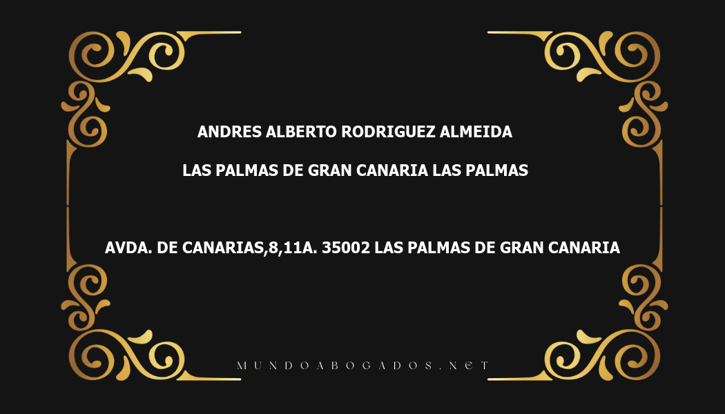 abogado Andres Alberto Rodriguez Almeida en la localidad de Las Palmas de Gran Canaria