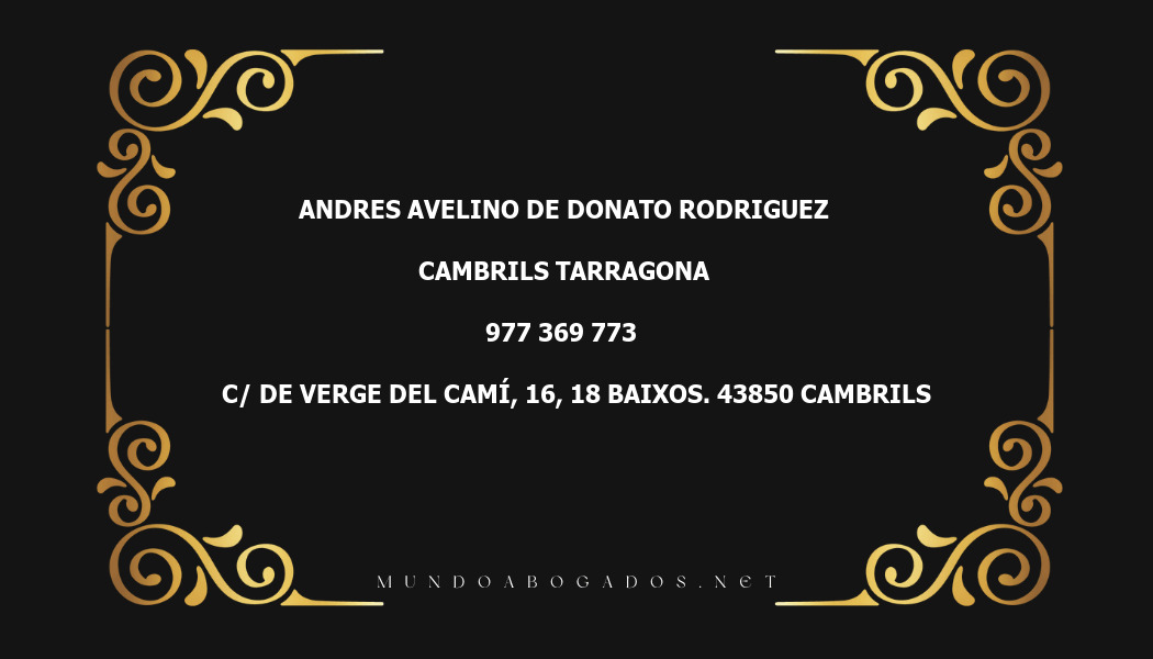 abogado Andres Avelino De Donato Rodriguez en la localidad de Cambrils