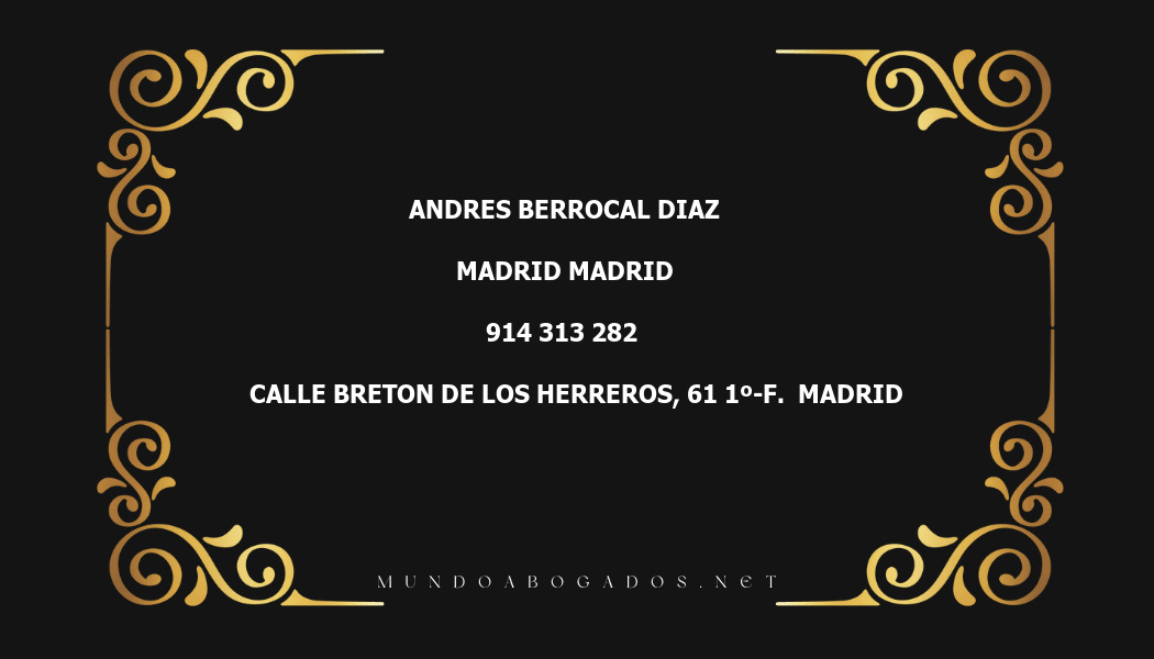 abogado Andres Berrocal Diaz en la localidad de Madrid