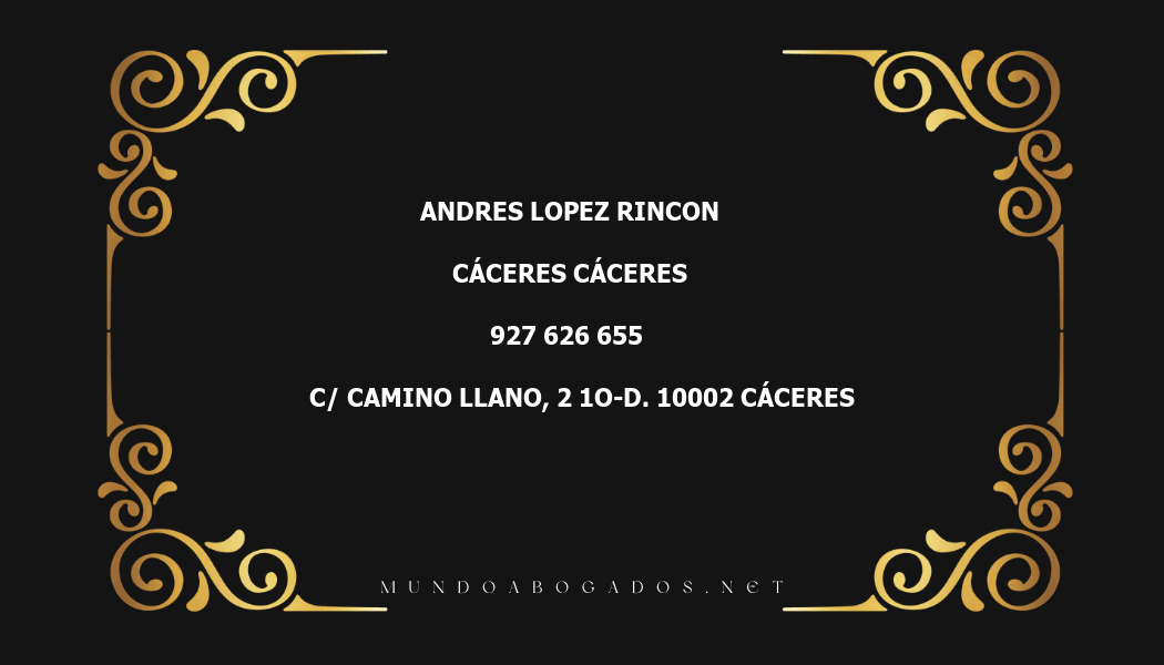 abogado Andres Lopez Rincon en la localidad de Cáceres