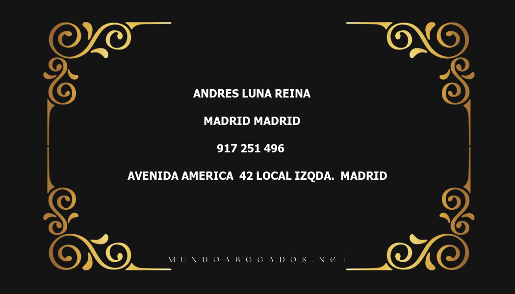 abogado Andres Luna Reina en la localidad de Madrid