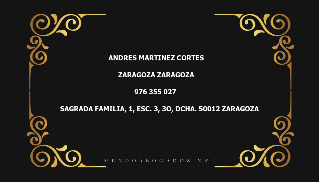 abogado Andres Martinez Cortes en la localidad de Zaragoza