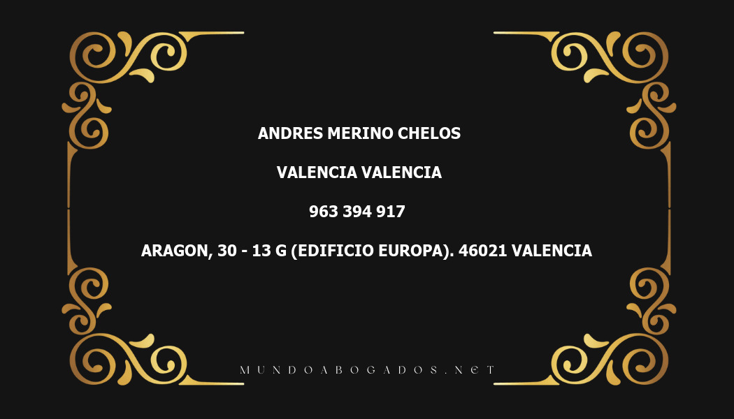 abogado Andres Merino Chelos en la localidad de Valencia