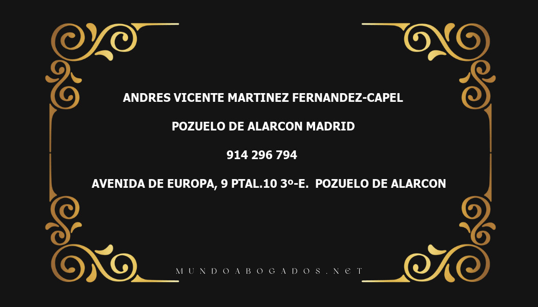 abogado Andres Vicente Martinez Fernandez-Capel en la localidad de Pozuelo de Alarcon