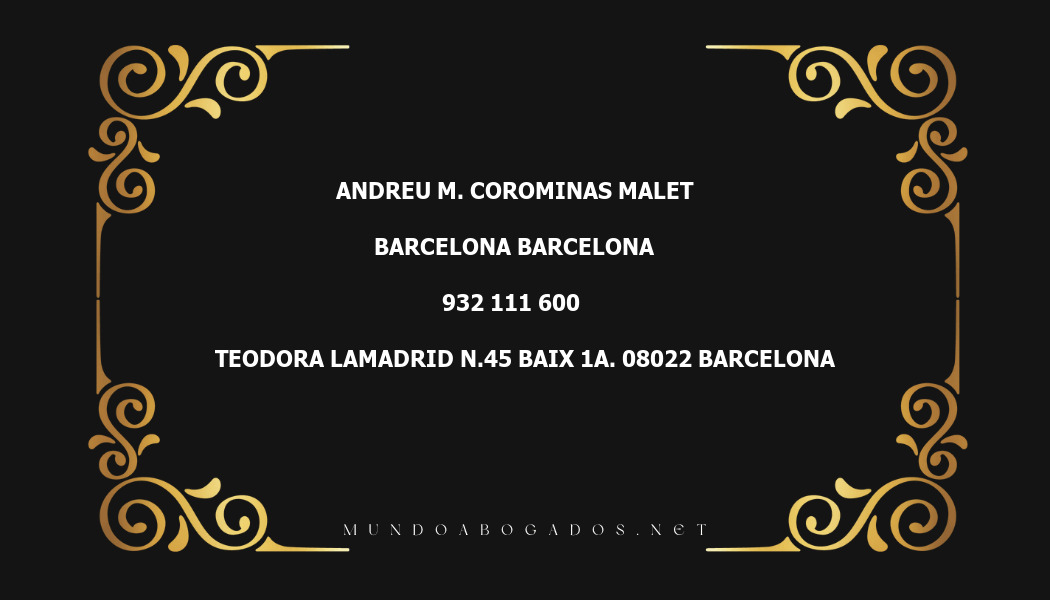 abogado Andreu M. Corominas Malet en la localidad de Barcelona