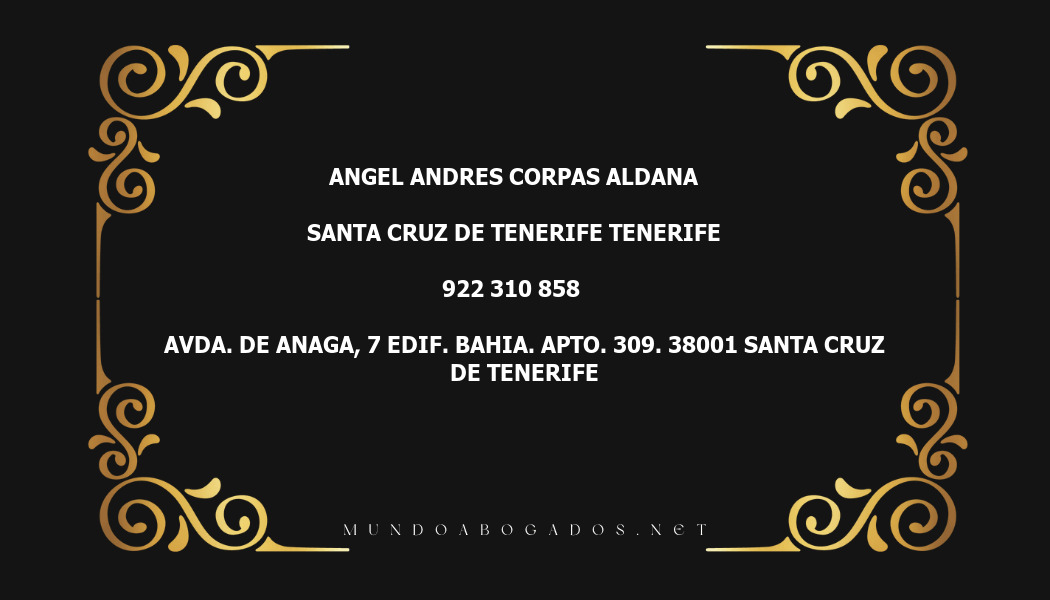 abogado Angel Andres Corpas Aldana en la localidad de Santa Cruz de Tenerife