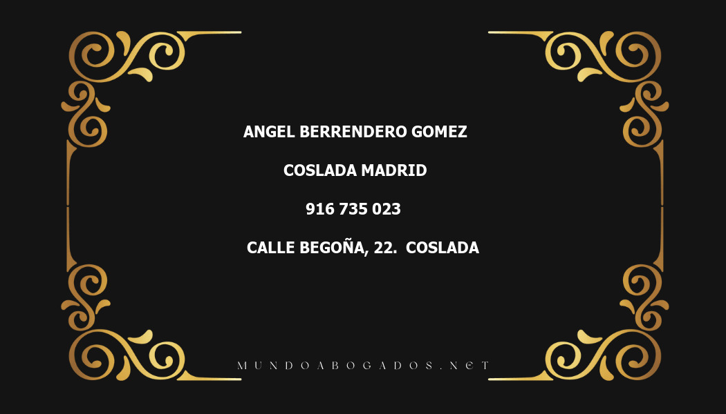 abogado Angel Berrendero Gomez en la localidad de Coslada