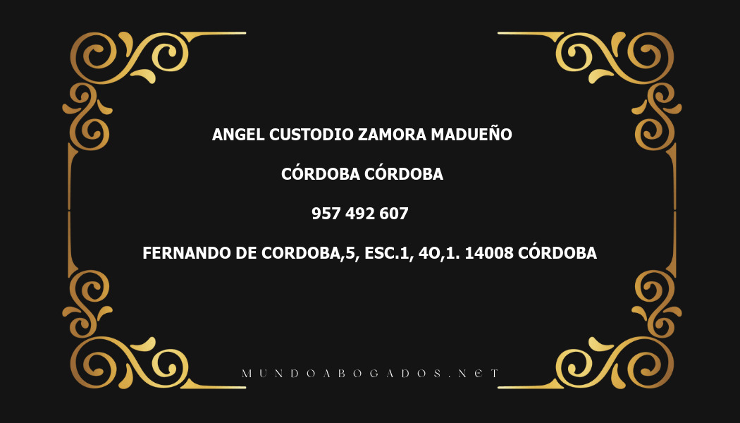 abogado Angel Custodio Zamora Madueño en la localidad de Córdoba