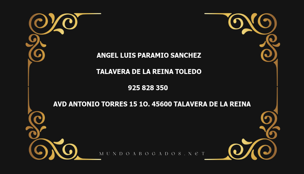 abogado Angel Luis Paramio Sanchez en la localidad de Talavera de la Reina