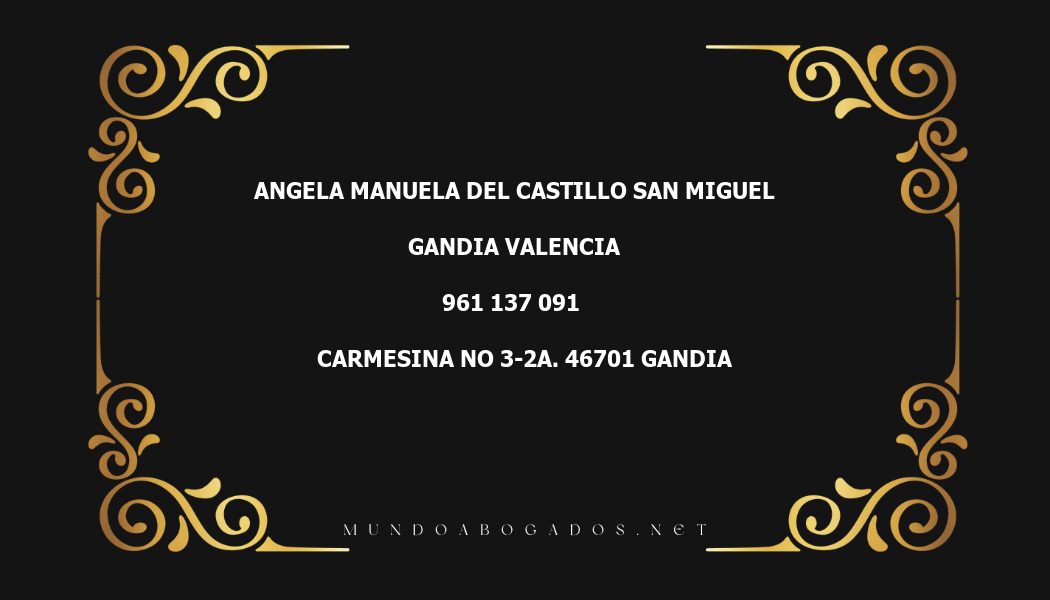 abogado Angela Manuela Del Castillo San Miguel en la localidad de Gandia