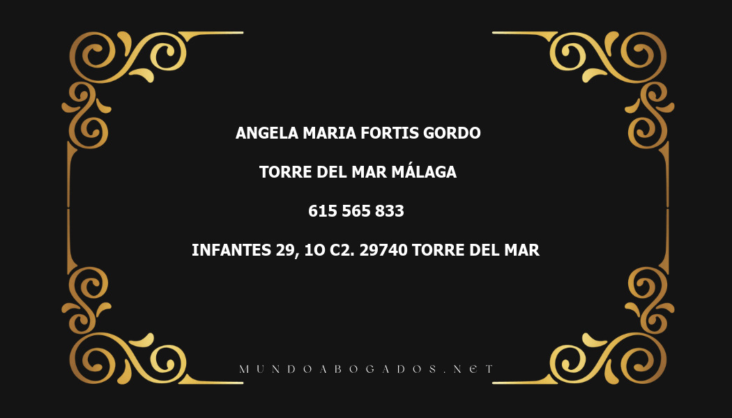 abogado Angela Maria Fortis Gordo en la localidad de Torre del Mar