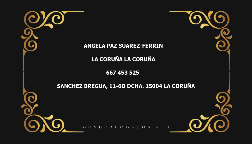 abogado Angela Paz Suarez-Ferrin en la localidad de La Coruña