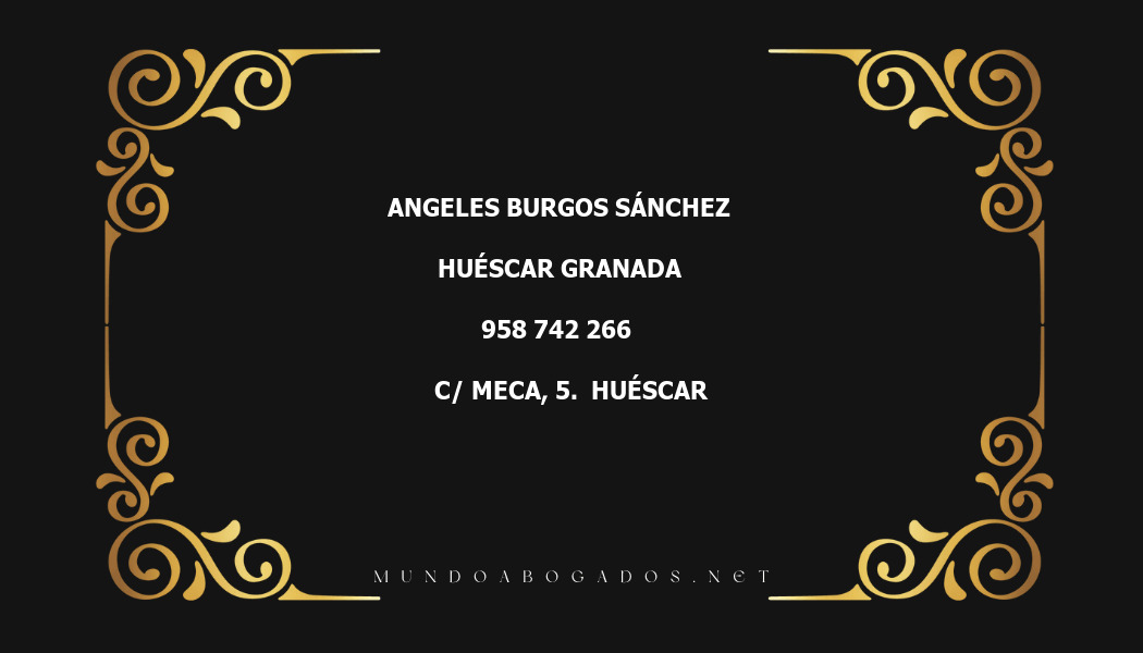 abogado Angeles Burgos Sánchez en la localidad de Huéscar