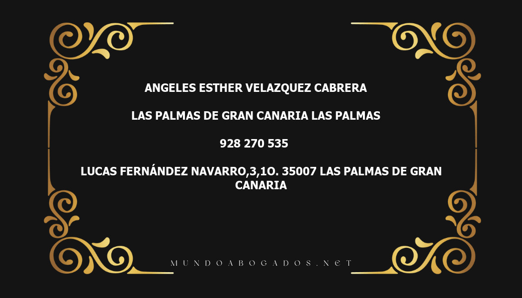 abogado Angeles Esther Velazquez Cabrera en la localidad de Las Palmas de Gran Canaria