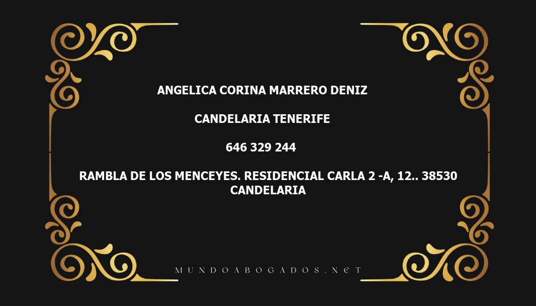 abogado Angelica Corina Marrero Deniz en la localidad de Candelaria