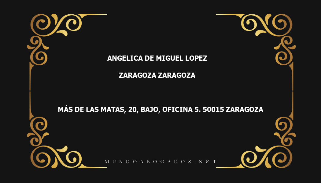 abogado Angelica De Miguel Lopez en la localidad de Zaragoza