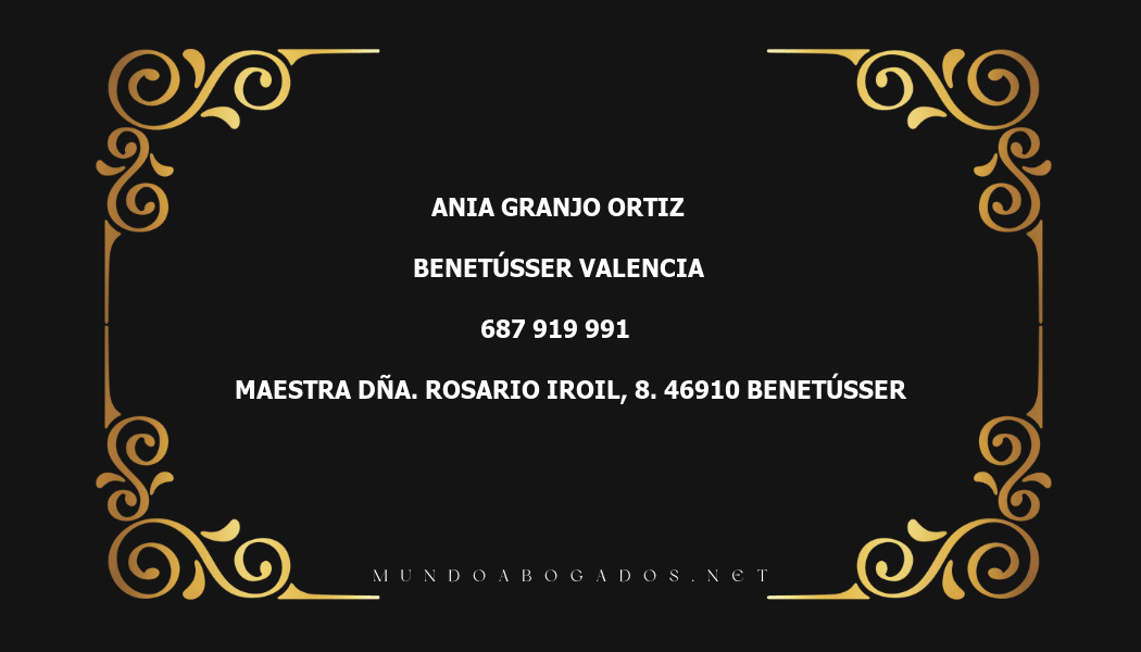 abogado Ania Granjo Ortiz en la localidad de Benetússer