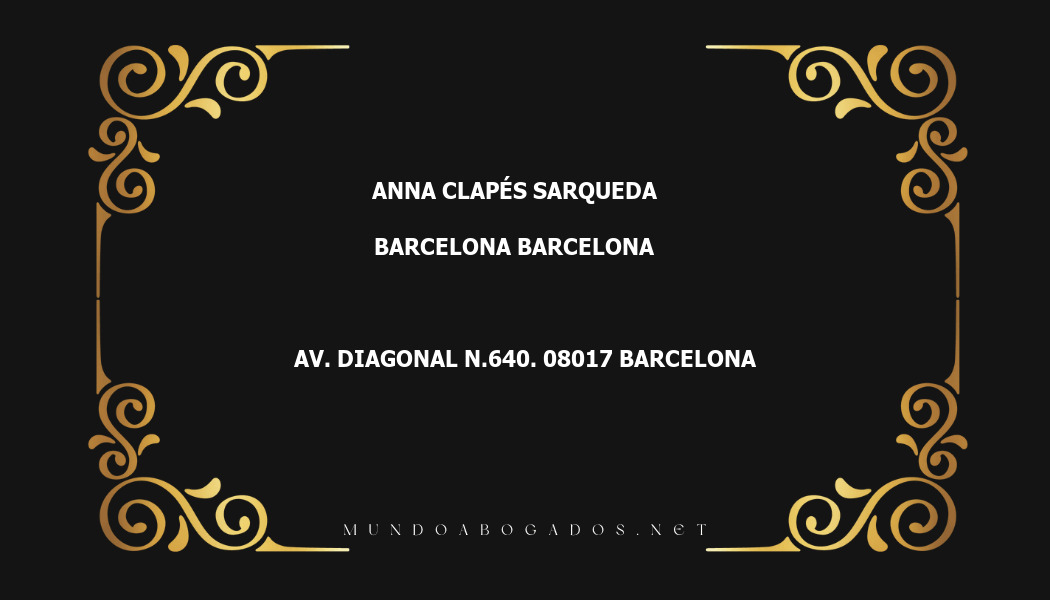 abogado Anna Clapés Sarqueda en la localidad de Barcelona