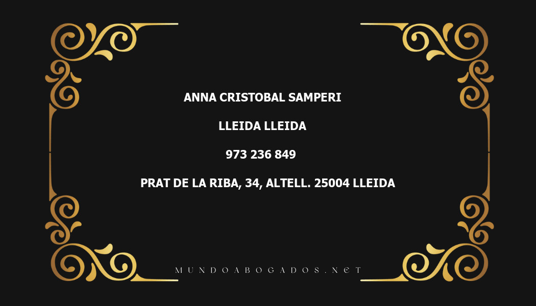 abogado Anna Cristobal Samperi en la localidad de Lleida