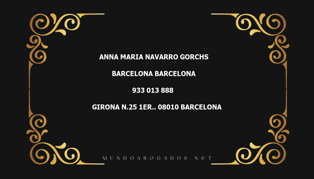 abogado Anna Maria Navarro Gorchs en la localidad de Barcelona