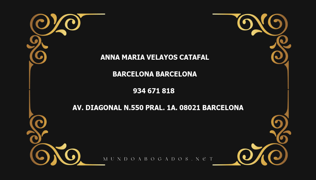 abogado Anna Maria Velayos Catafal en la localidad de Barcelona