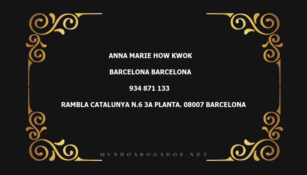 abogado Anna Marie How Kwok en la localidad de Barcelona