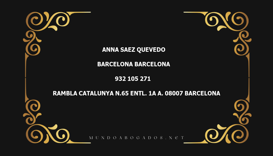 abogado Anna Saez Quevedo en la localidad de Barcelona