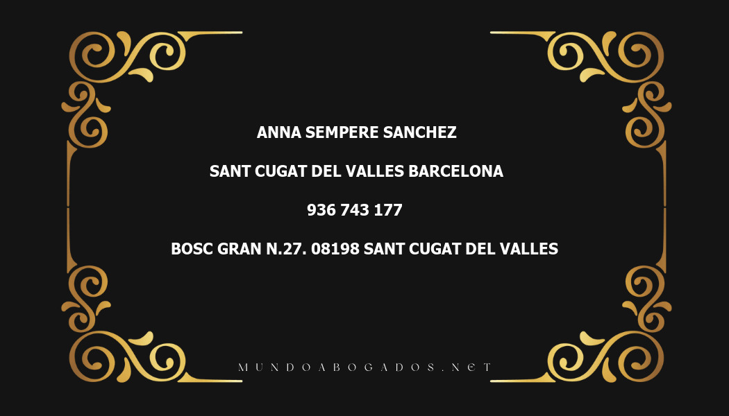 abogado Anna Sempere Sanchez en la localidad de Sant Cugat del Valles