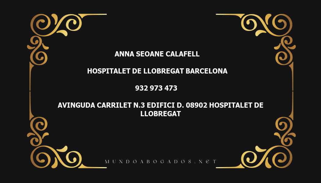 abogado Anna Seoane Calafell en la localidad de Hospitalet de Llobregat