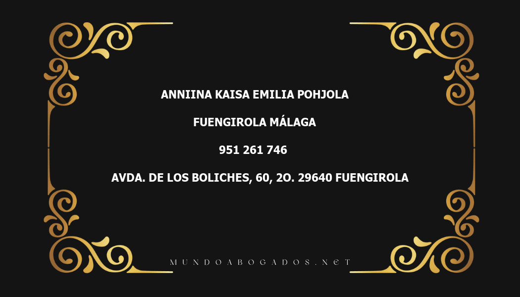 abogado Anniina Kaisa Emilia Pohjola en la localidad de Fuengirola