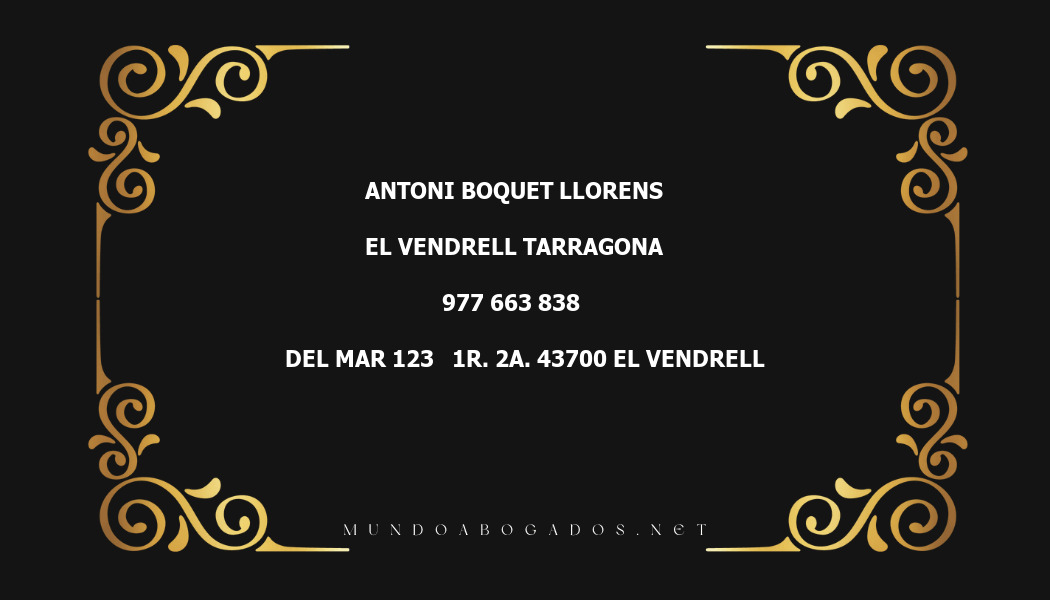 abogado Antoni Boquet Llorens en la localidad de El Vendrell