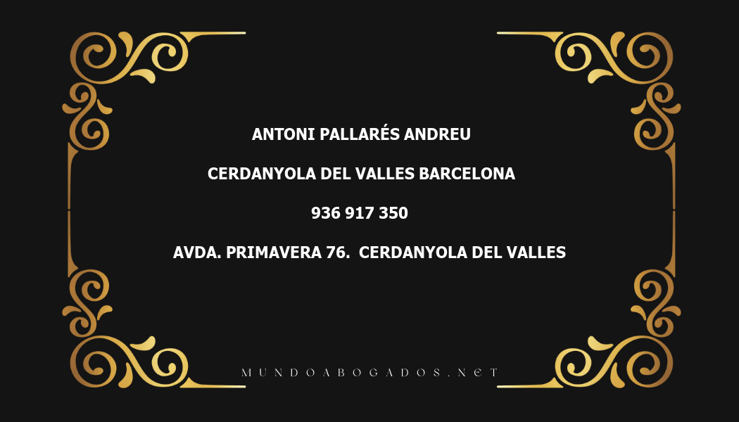 abogado Antoni Pallarés Andreu en la localidad de Cerdanyola del Valles