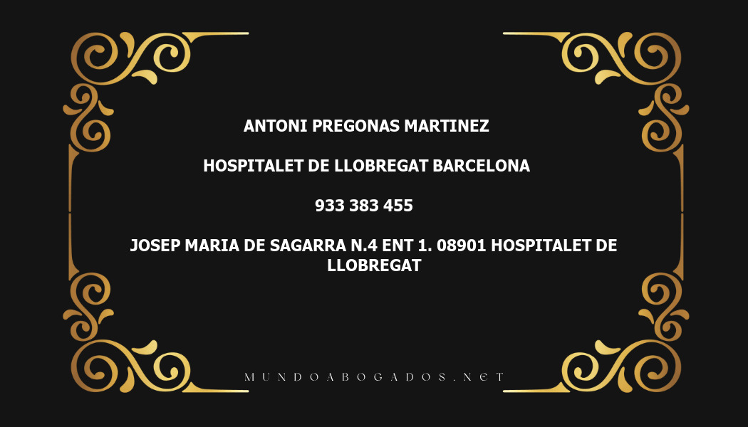 abogado Antoni Pregonas Martinez en la localidad de Hospitalet de Llobregat