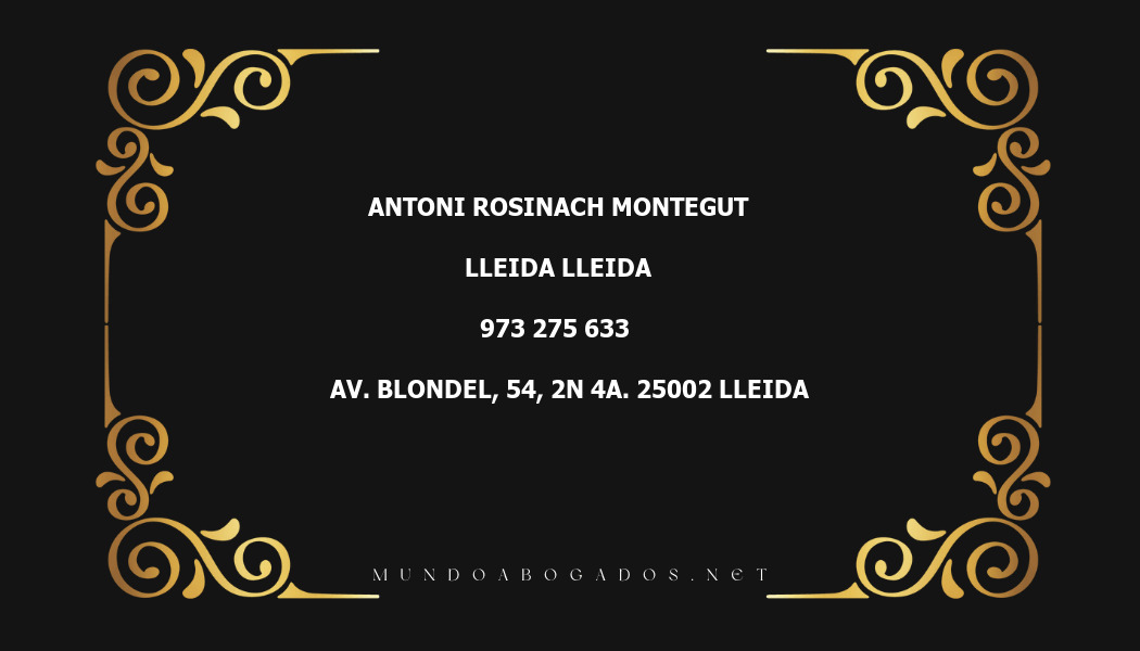 abogado Antoni Rosinach Montegut en la localidad de Lleida