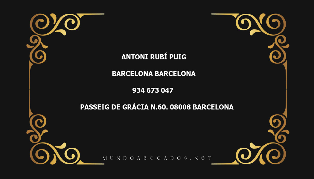 abogado Antoni Rubí Puig en la localidad de Barcelona