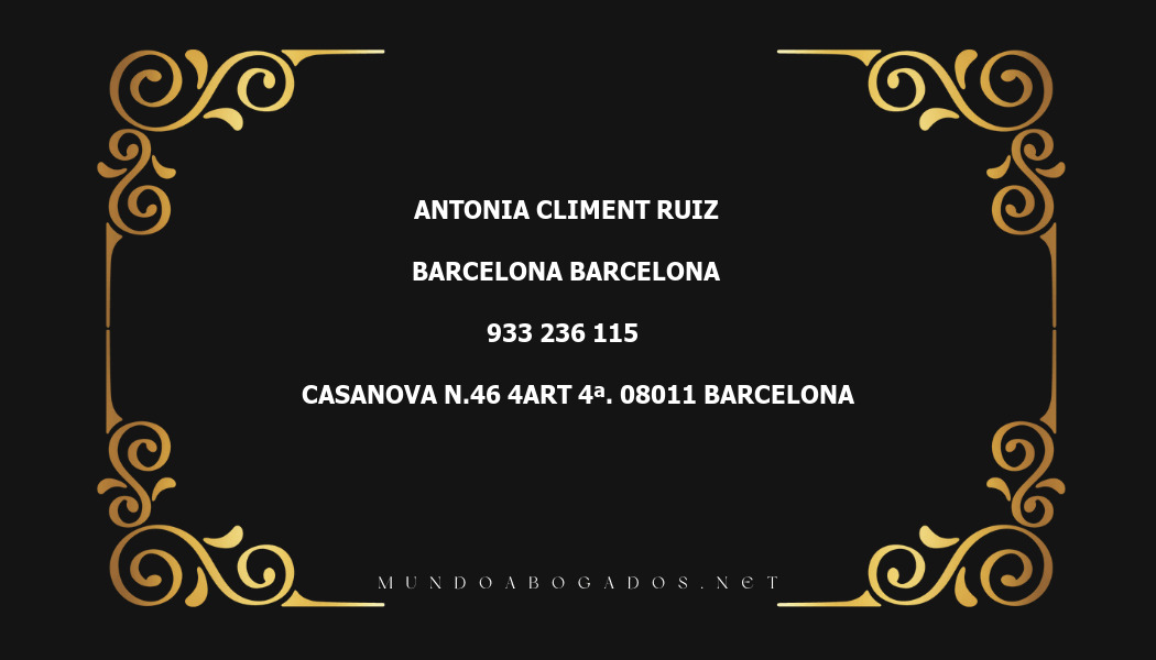 abogado Antonia Climent Ruiz en la localidad de Barcelona