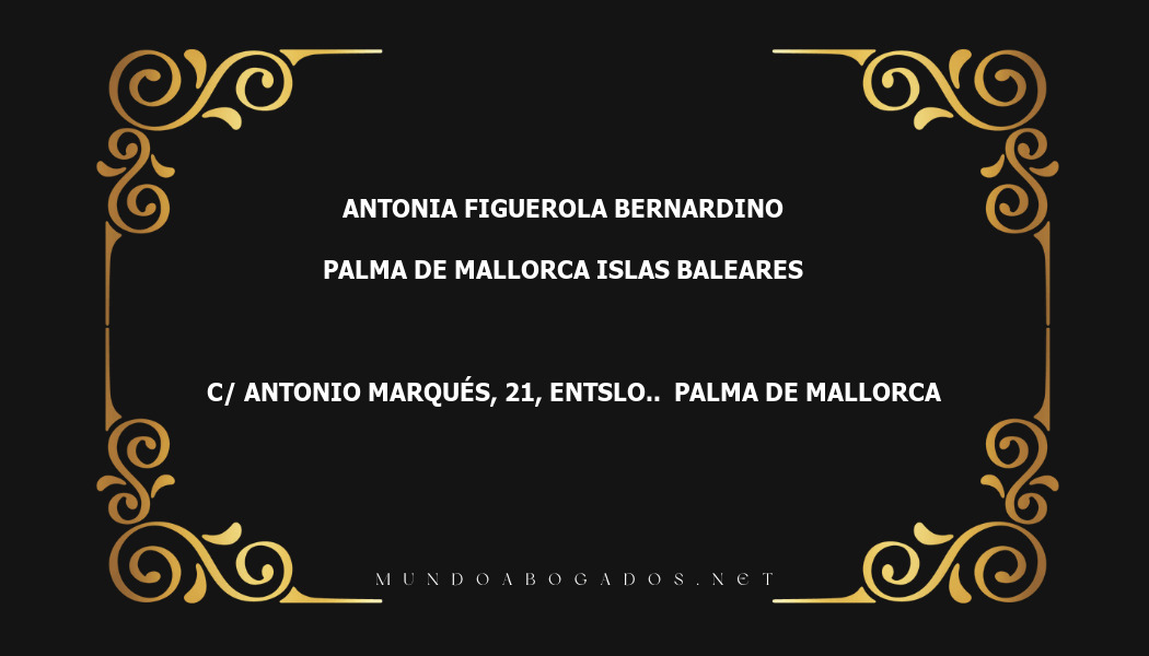 abogado Antonia Figuerola Bernardino en la localidad de Palma de Mallorca