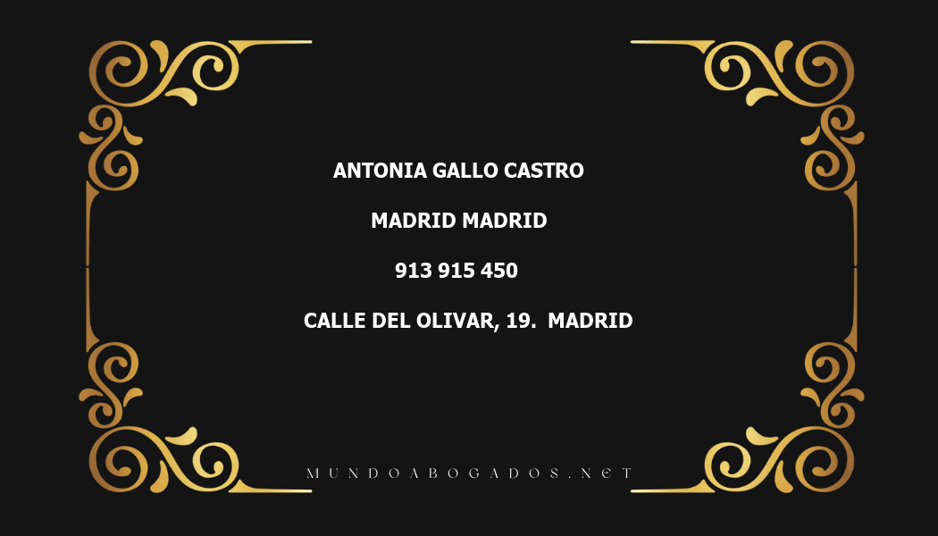 abogado Antonia Gallo Castro en la localidad de Madrid