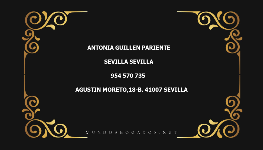 abogado Antonia Guillen Pariente en la localidad de Sevilla