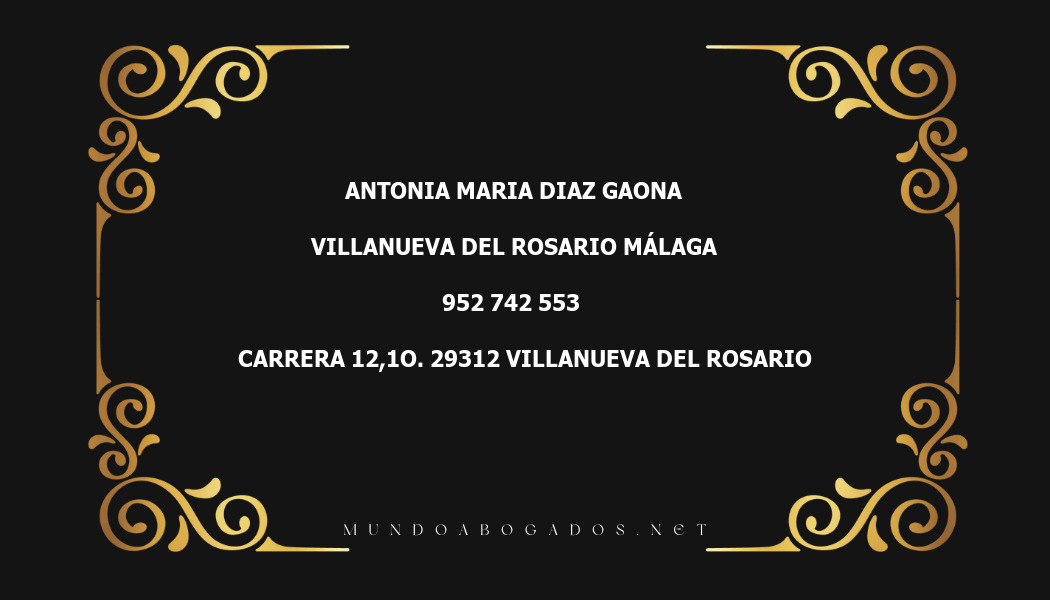 abogado Antonia Maria Diaz Gaona en la localidad de Villanueva del Rosario