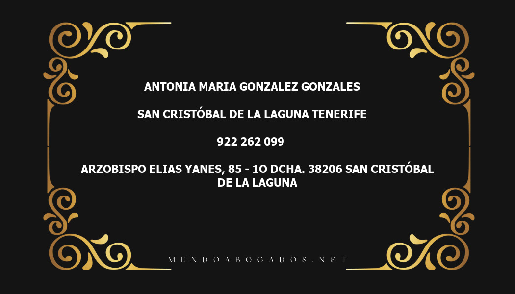 abogado Antonia Maria Gonzalez Gonzales en la localidad de San Cristóbal de La Laguna