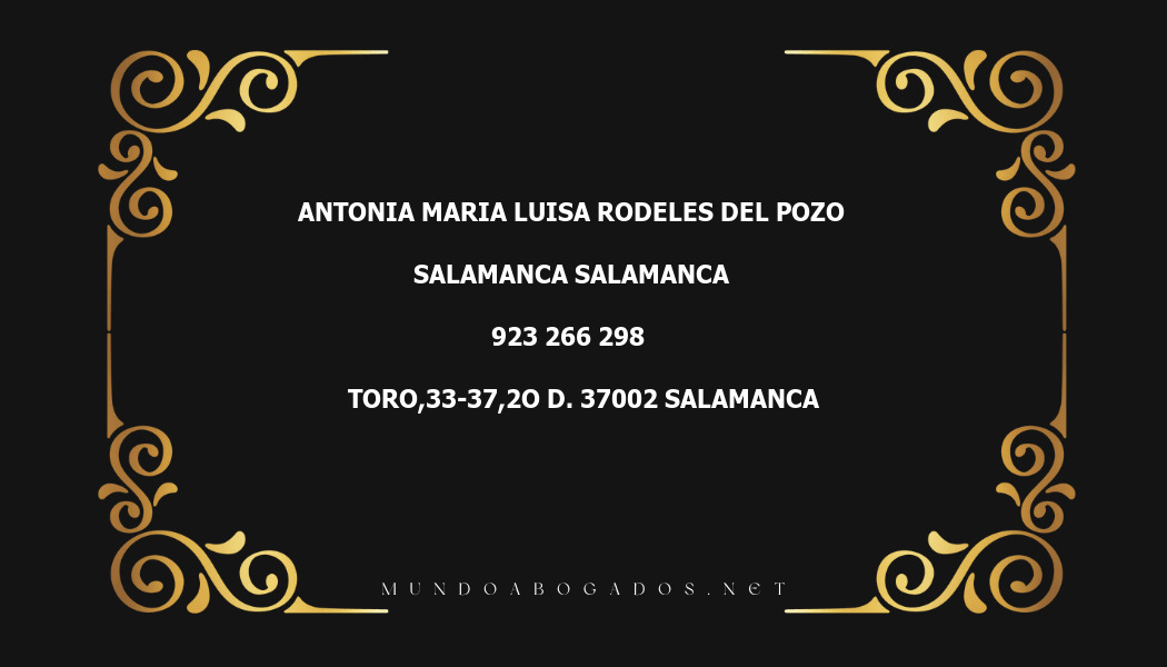 abogado Antonia Maria Luisa Rodeles Del Pozo en la localidad de Salamanca